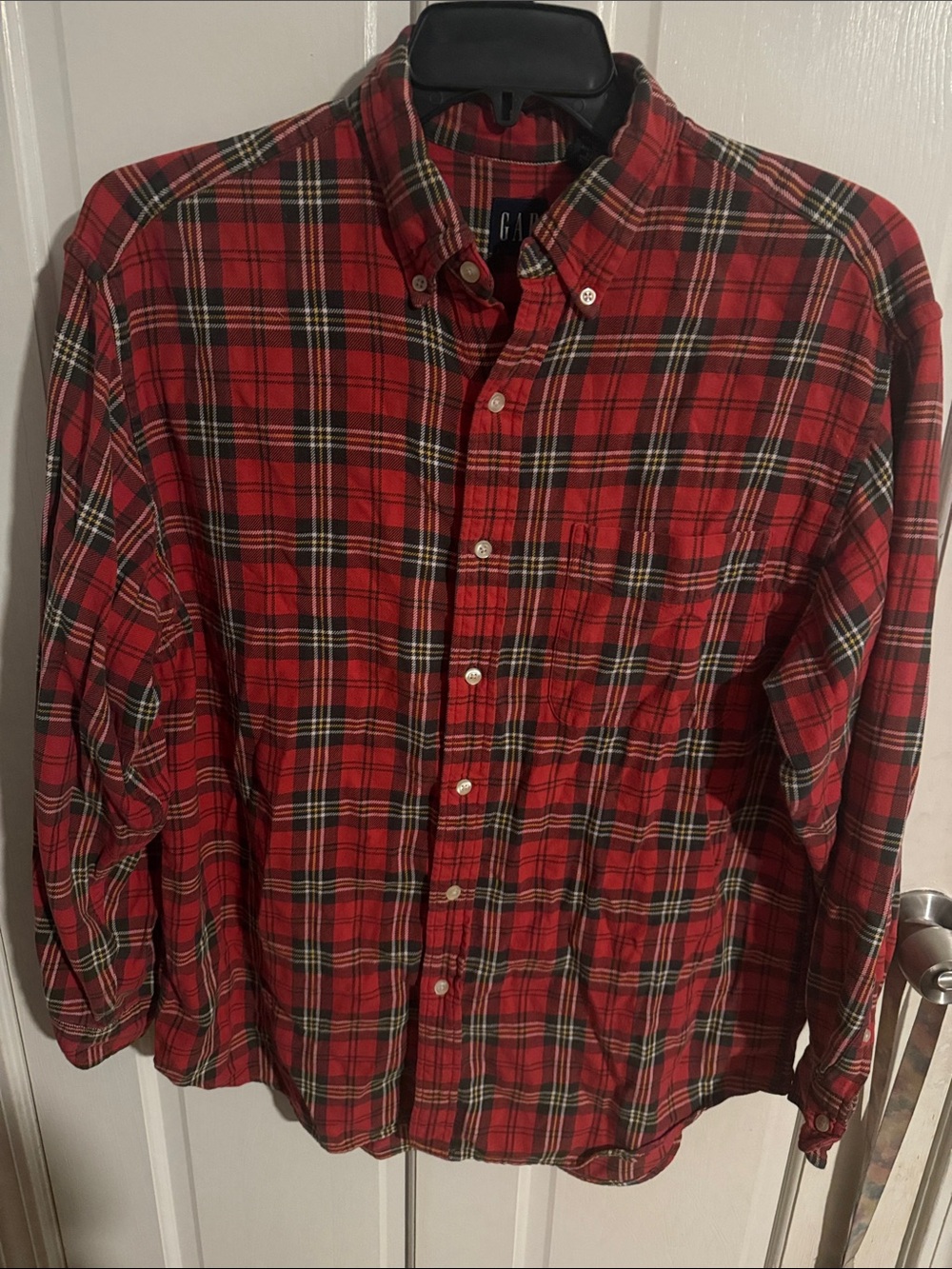 GAP Red and Black Plaid Button-Down Shirt